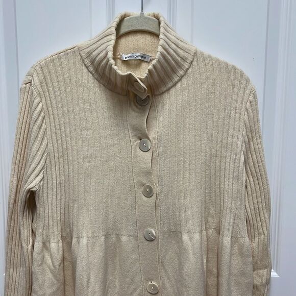 Autumn Cashmere Ivory Turtleneck Long Ribbed Cardigan - Picture 3 of 8